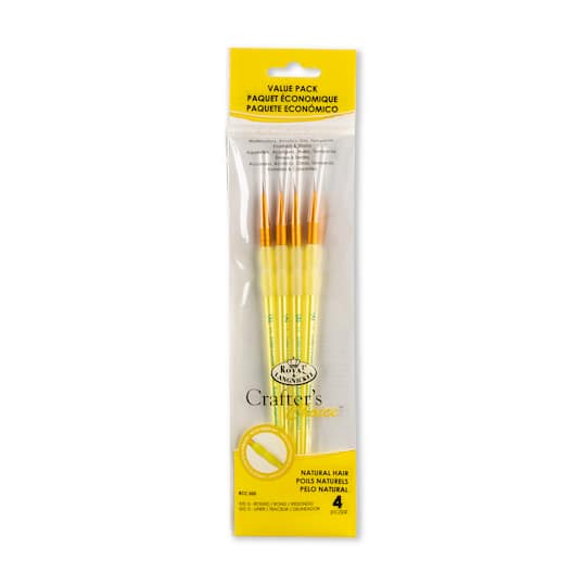 Royal &#x26; Langnickel&#xAE; Crafter&#x27;s Choice&#x2122; Sable Hair Yellow 4 Piece Value Brush Set